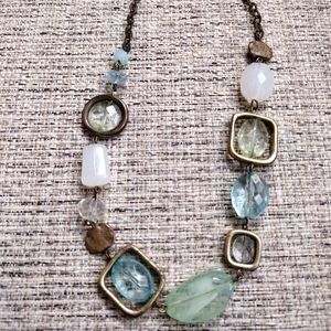 Colors of the sea brass & beaded necklace